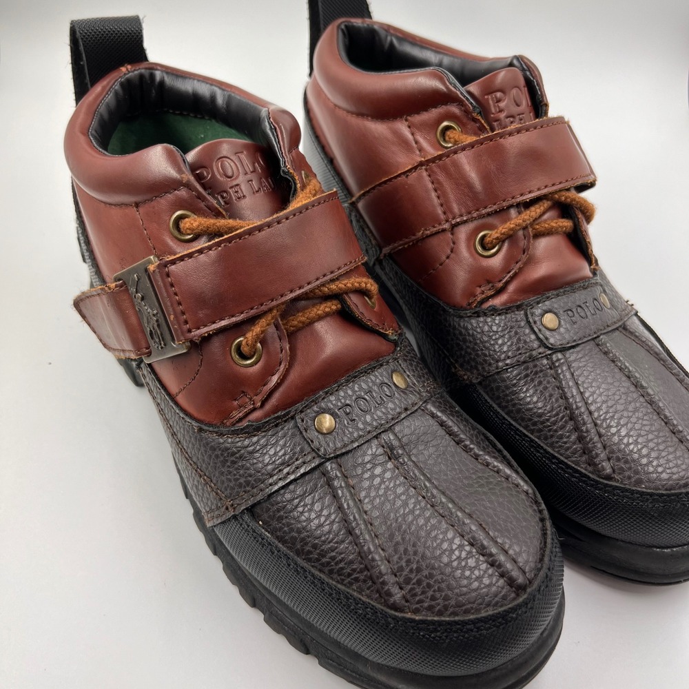 Polo Ralph Lauren Kids Duck‎ Boots Brown Leather Rubber Size 2